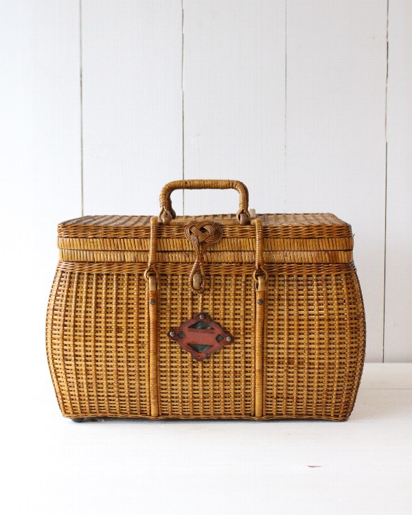 最終価格　希少　当時物　ラタン　ピクニック　バスケット ラタンピクニックバスケット D