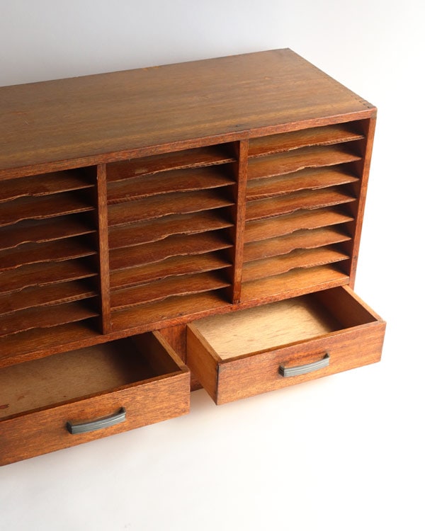 フランスアンティーク ファイリングシェルフ 木製 キャビネット 書類