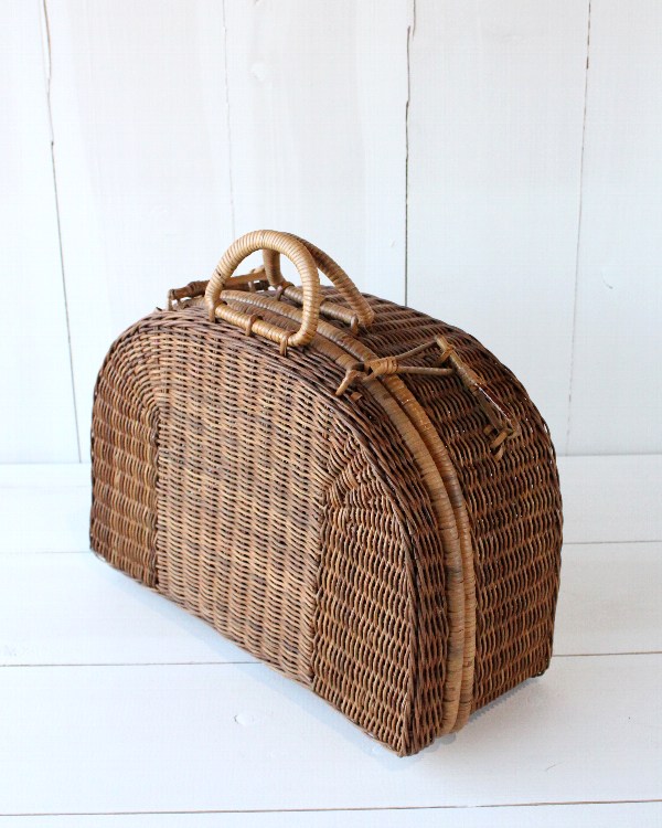 ラタン ピクニックバスケット トランク型 F[生活雑貨とアンティークの