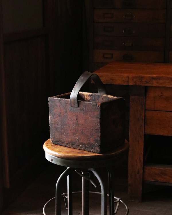 木製ボックス レザーのハンドル付き アーリーレザーハンドル ウッドボックス