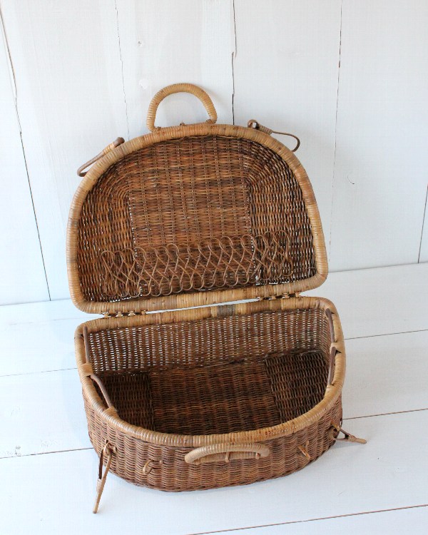 ラタン ピクニックバスケット トランク型 F[生活雑貨とアンティークの