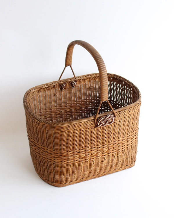 人気 ヴィンテージバスケット 籐 ラタン ワンハンドル 北欧