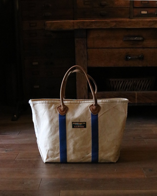 ビンテージ　LLBEAN トートバッグ　レザーハンドル 青耳　ブルー ビンテージ LLBEAN トートバッグ レザーハンドル 青耳 ブルー