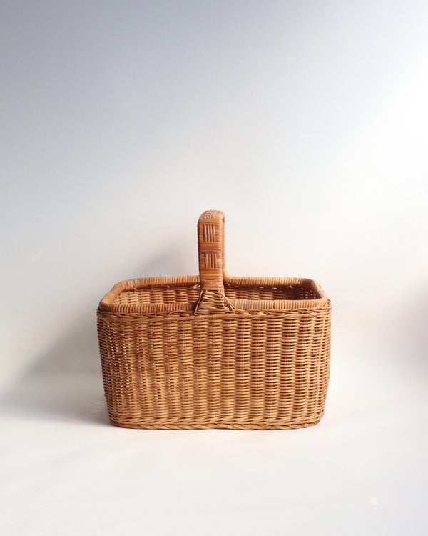 籐製 アンティーク ハンドル付きバスケット 【公式通販】