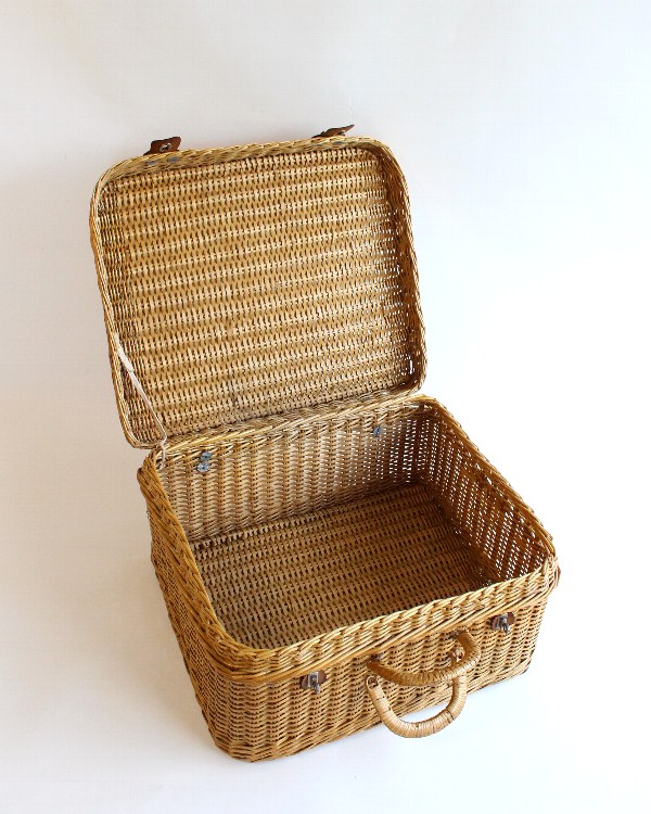 アンティーク　ピクニックトランク　レトロ　ピクニックバスケット ラタン アンティーク ピクニックバスケット（バスケットトランク）.1
