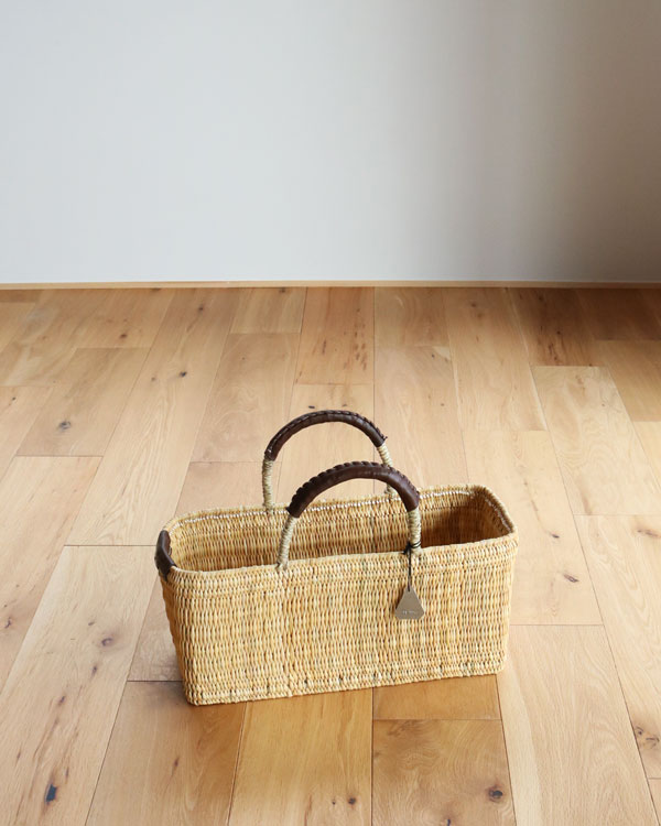 WARANGWAYAN(ワランワヤン) ストローバスケット 四角 浅 ブラウン M