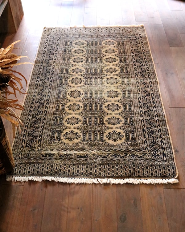 トライバルラグ ネイビー×ベージュ147x88cm トライバルラグ ネイビー×ベージュ147x88cm