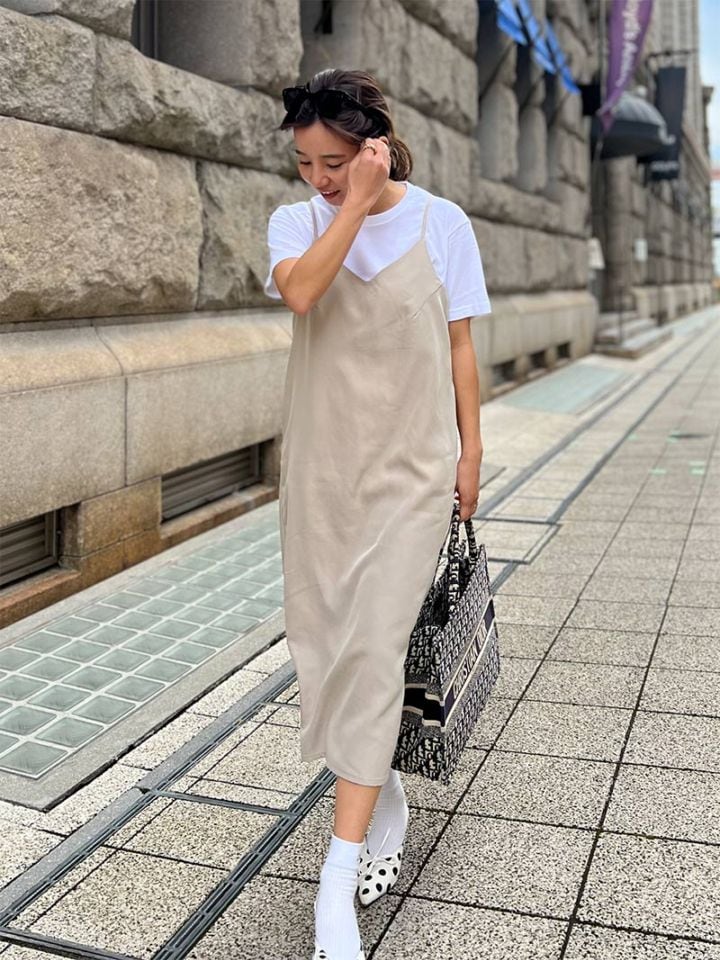 小柄低身長でジャストサイズ スリットキャミワンピース｜小柄女性向け