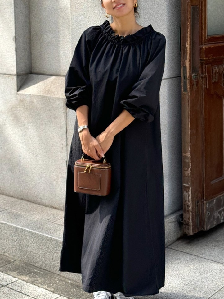 小柄女性のリラクシーを追求｜カフタンタフタワンピース | ワンピース