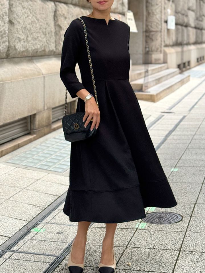 New]キーネックフレアワンピース｜小柄女性のセレモニー服Grand Series