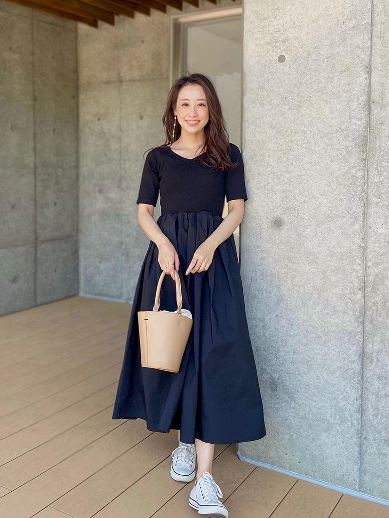 高級素材使用ブランド St Rooney バッグスタイルが美しいリブ切り替えフレアワンピース ロングワンピース Www Flipgym Com