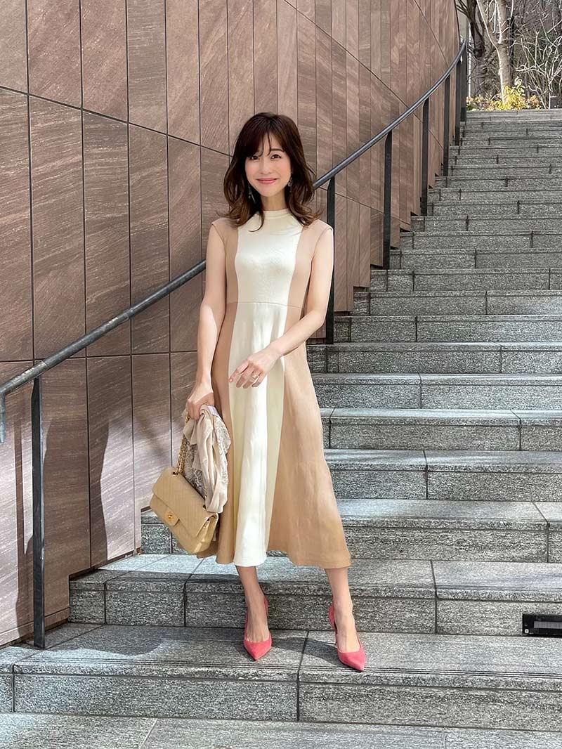 バイカラーニットワンピース｜designed with Saaya Mizuno