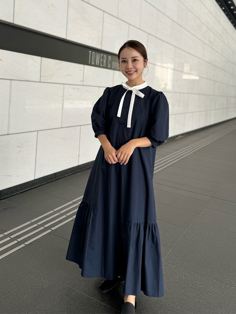 ボウタイティアードワンピース｜全ライフステージの小柄女性に