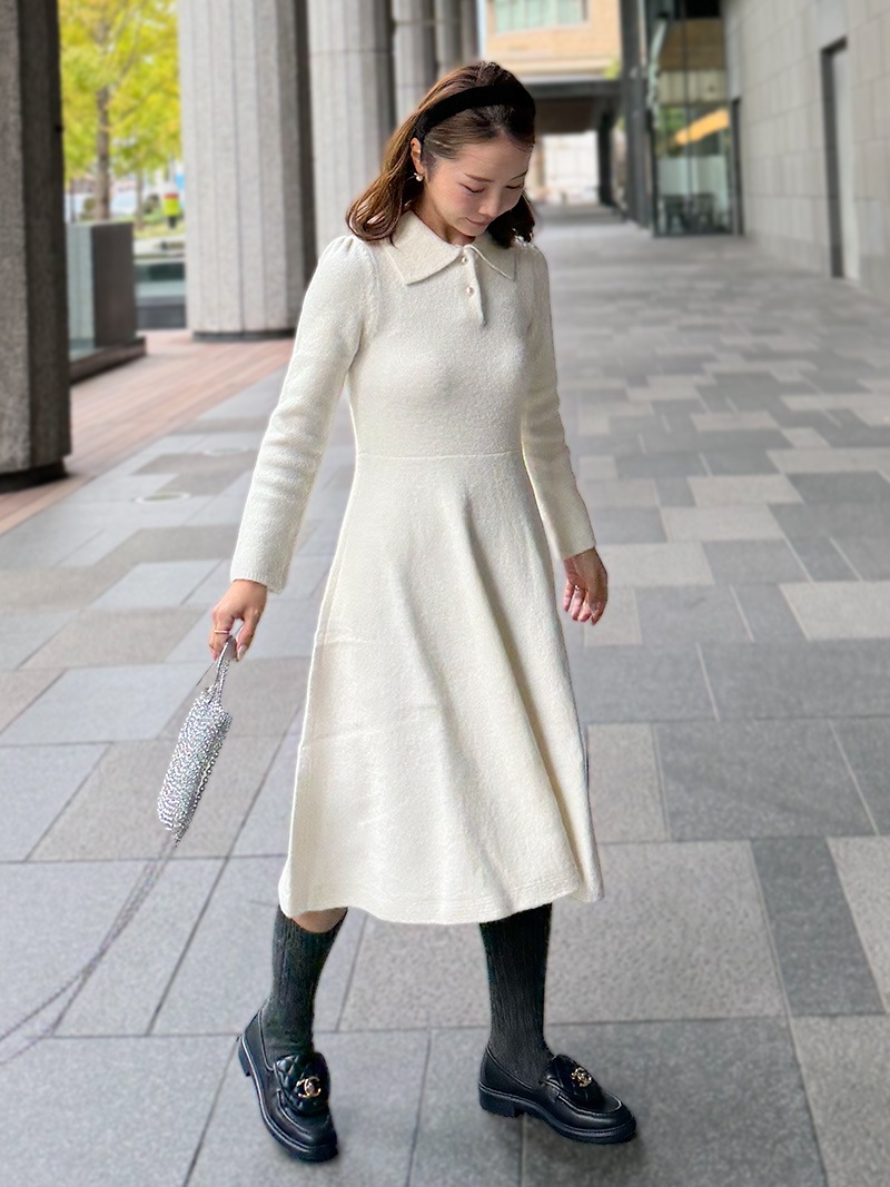 パールボタンニットワンピース｜designed with Akane | ワンピース