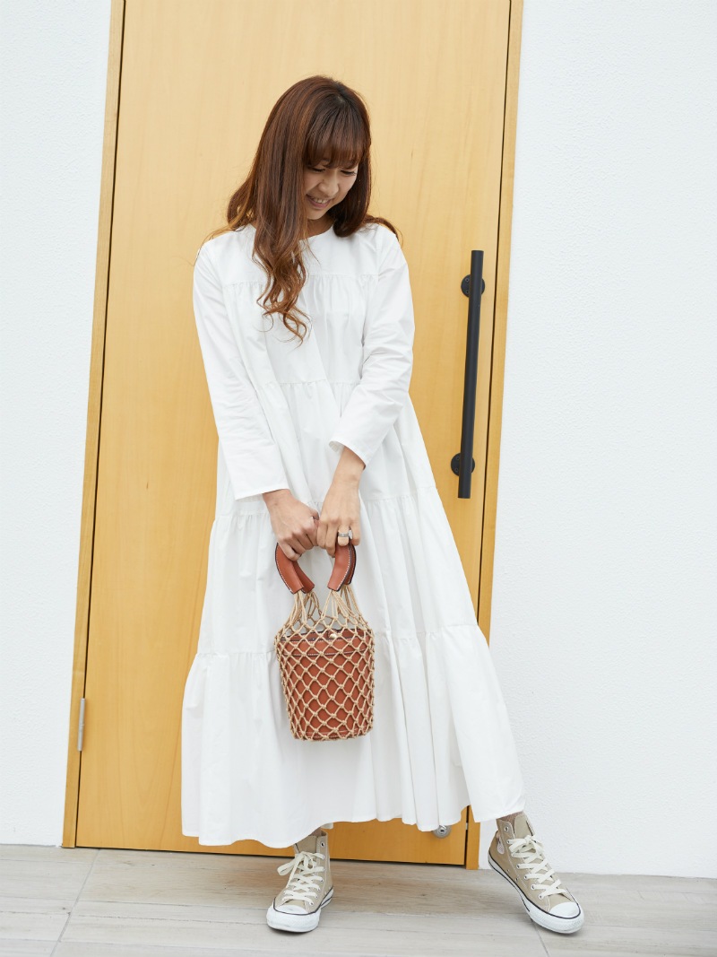 St Rooney 小柄専用ロング丈 長袖ティアードマキシワンピース ワンピース 長袖 St Rooney