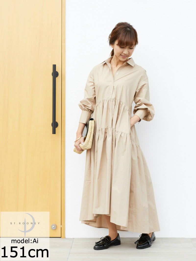 St Rooney 低身長の女性で映える ティアードシャツワンピース ワンピース 長袖 St Rooney