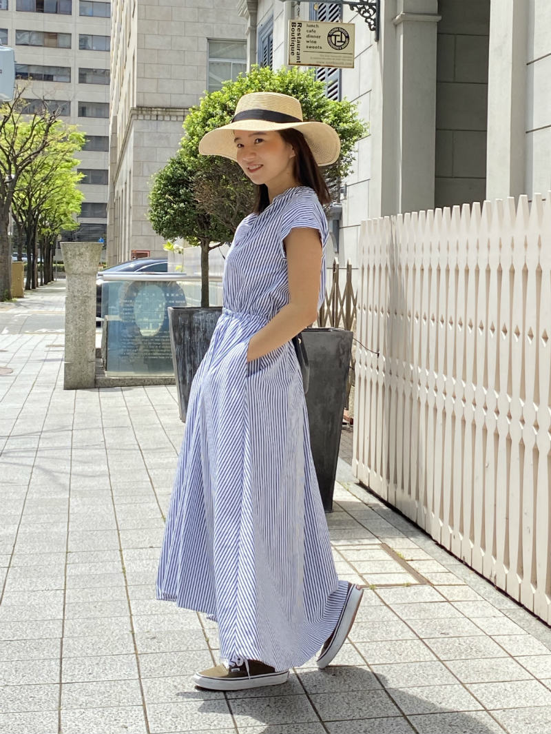 小柄エレガンス ストライプシャツワンピース【完売