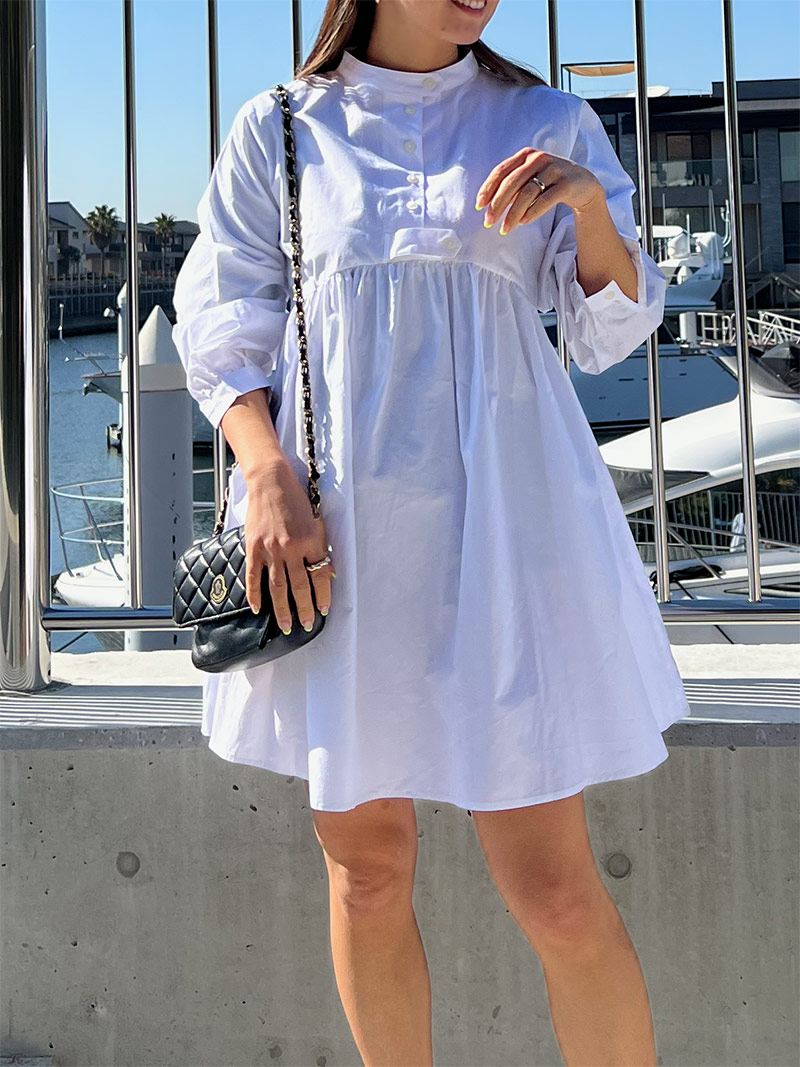 小柄で映えるミニ丈 ショートティアードシャツワンピ | ワンピース