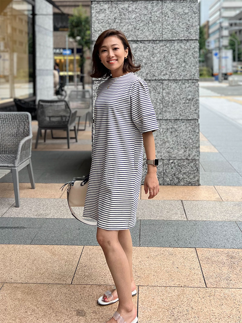 ☆ミキハウス☆マリンボーダー半袖ポロワンピース☆130☆日本製☆豪華な