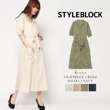 ブロードボリュームスリーブシャツワンピース|ワンピース・ドレス|レディース