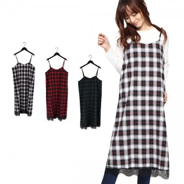 先染めタータンチェックキャミワンピース|ワンピース・ドレス|レディース