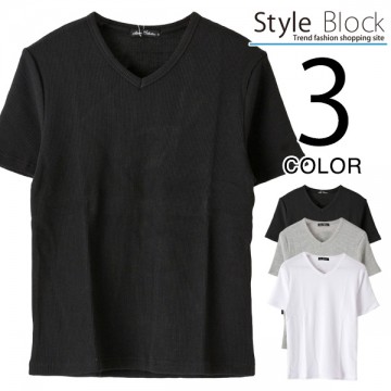 吸汗速乾抗菌防臭ワッフルサーマルVネックTシャツ|トップス|メンズ