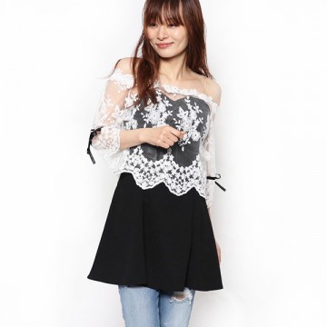 レースオフショルダーワンピース|ワンピース・ドレス|レディース