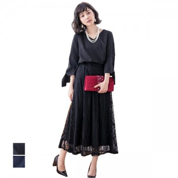 【送料無料】レースドッキングロングパーティードレス|パーティードレス|レディース