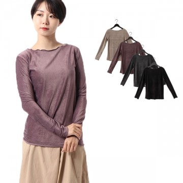 ベロアリブボートネックトップス|トップス|レディース