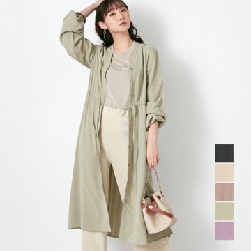 フロントボタンバックプリーツVネックロングワンピース|ワンピース・ドレス|レディース