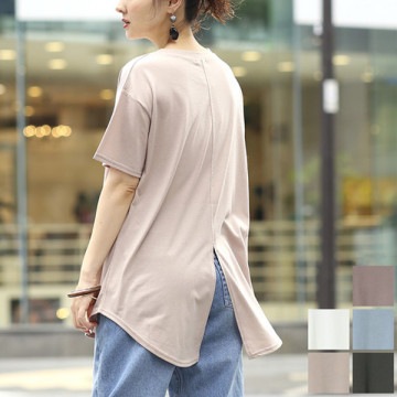 バックスリット天竺Tシャツ|トップス|レディース