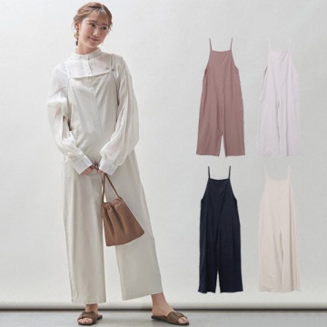 コットンリネンバックリボンオールインワン|ワンピース・ドレス|レディース