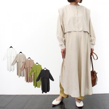 スラブジョーゼット2WAYレイヤード風ワンピース|ワンピース・ドレス|レディース