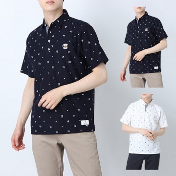 梨地総柄プリントポロシャツ|トップス|メンズ