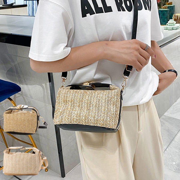   編み込みストロー 2WAY ショルダー クロスボディ H&M - H&M ストロークロスボディバッグ 2way グリーン 緑