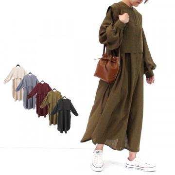 スラブジョーゼット2WAYレイヤード風ワンピース|ワンピース・ドレス|レディース