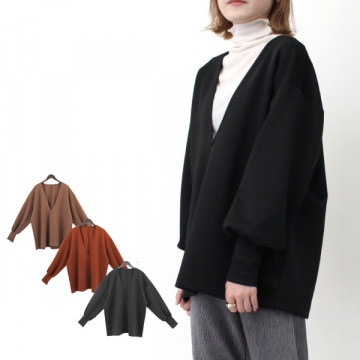 ポンチ深Vネックプルオーバー|トップス|レディース