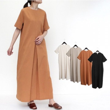 リネンタッチフロントタックマキシワンピース|ワンピース・ドレス|レディース