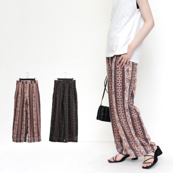 【Massimo dutti】ストライプ柄ストレートパンツ Massimo Dutti Pants 34x28 Ivory Blue Stripe Cotton Flat Fr
