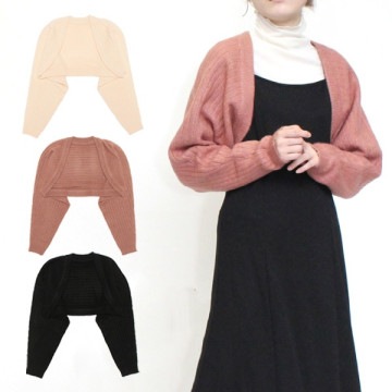 もちもちニットワイドリブボレロ|トップス|レディース