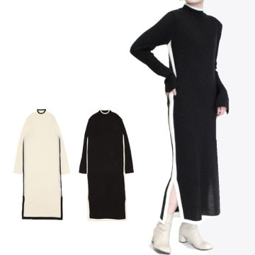 バルキーバイカラーラインニットワンピース|ワンピース・ドレス|レディース