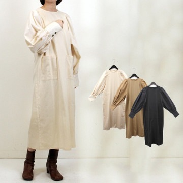 綿ツイル×40ブロード袖切り替えワンピース|ワンピース・ドレス|レディース