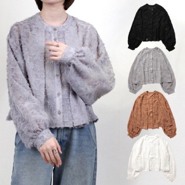 花柄シアージャガード2WAYタックブラウス|トップス|レディース
