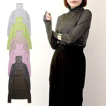 ラメタートルネックトップス|トップス|レディース