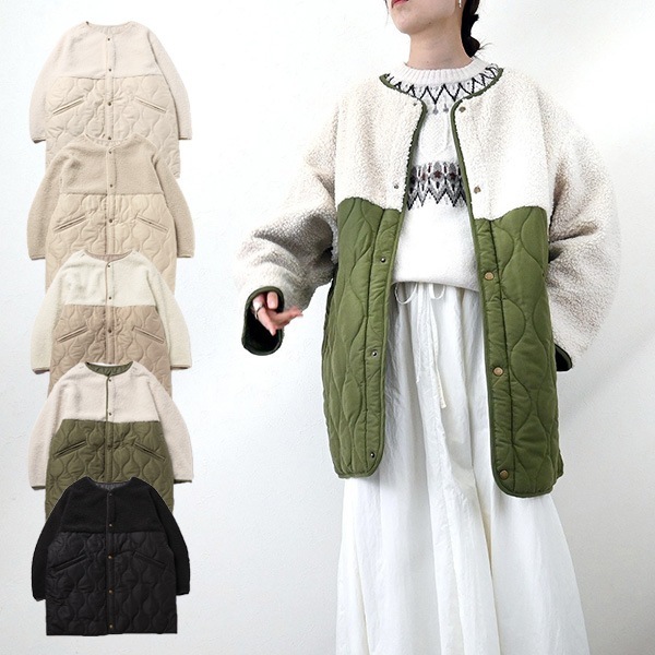 マットタフタ×ボア切替M65ショートコート | レディース,アウター