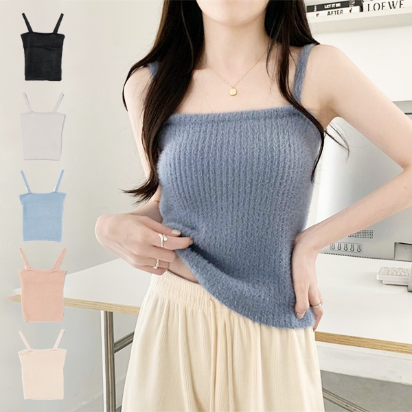 FRONT BUTTON KNIT キャミソール MOUSSY | FRONT BUTTON ニットキャミ (キャミソール ) |SHEL