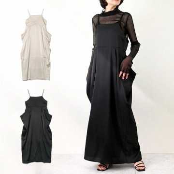 マットサテンサイドボリュームキャミワンピース|ワンピース・ドレス|レディース