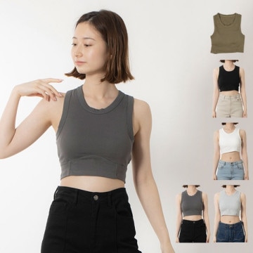 カップ付き無地ショート丈ブラトップ|小物|レディース