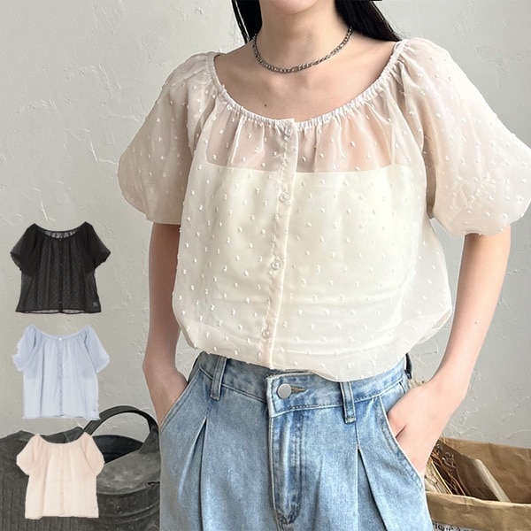 DOUX ARCHIVES ブラウス シャツ シアードットフリルブラウス