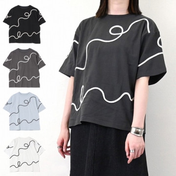 天竺コード刺繍Tシャツ|トップス|レディース
